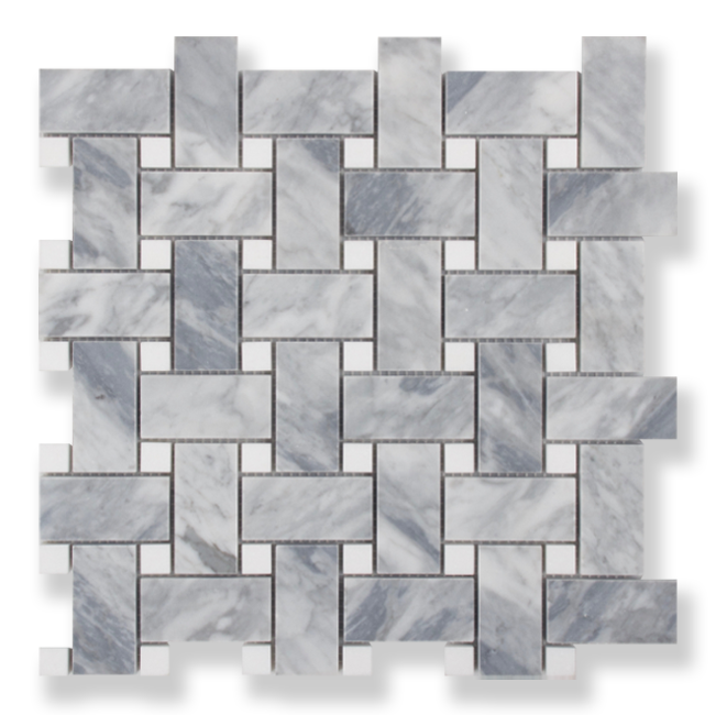 Basketweave Bardiglio Nuvolato + Thassos Honed