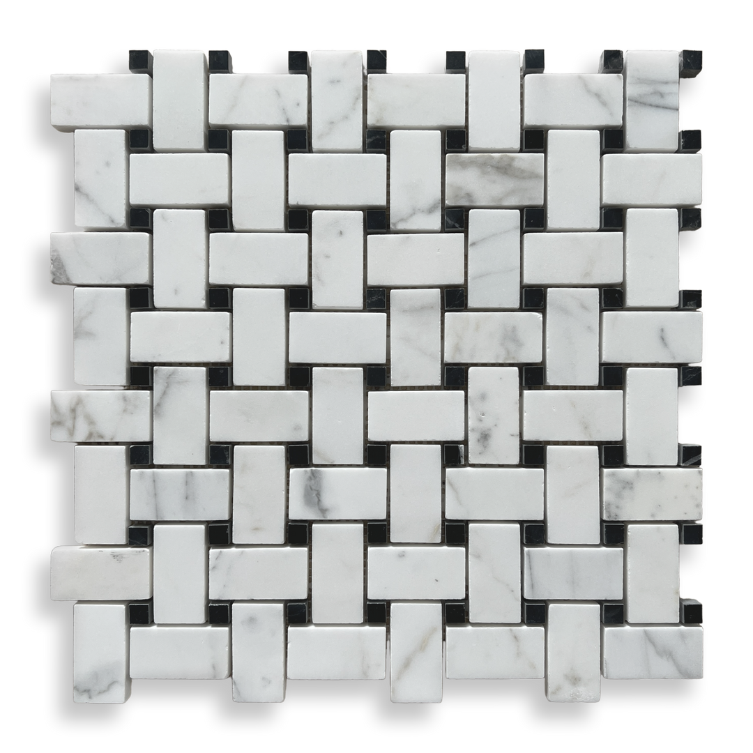 Basketweave Calacatta Gold + Nero Marquina Honed