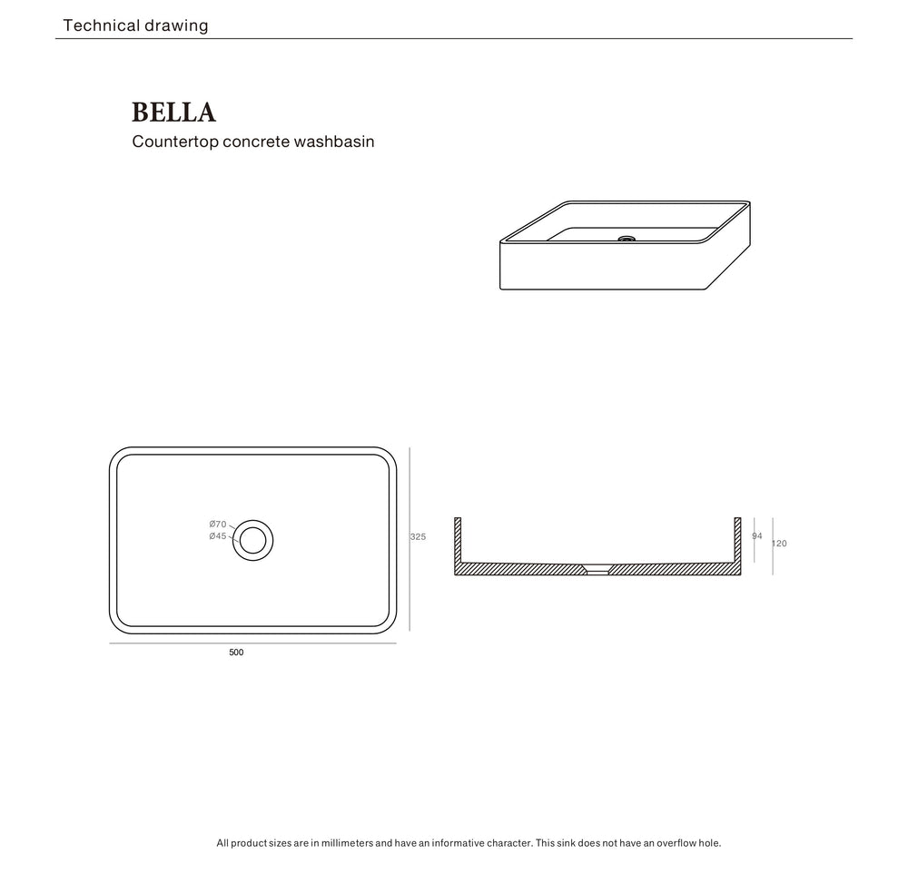 Bella Concrete Basin Matte White