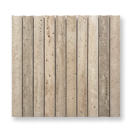 Concave Flute Mosaic Travertine Classico