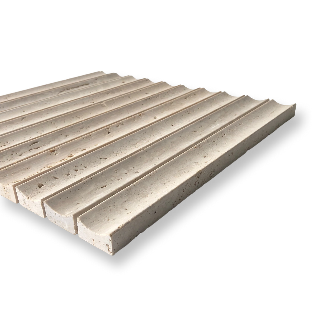 Concave Flute Mosaic Travertine Classico