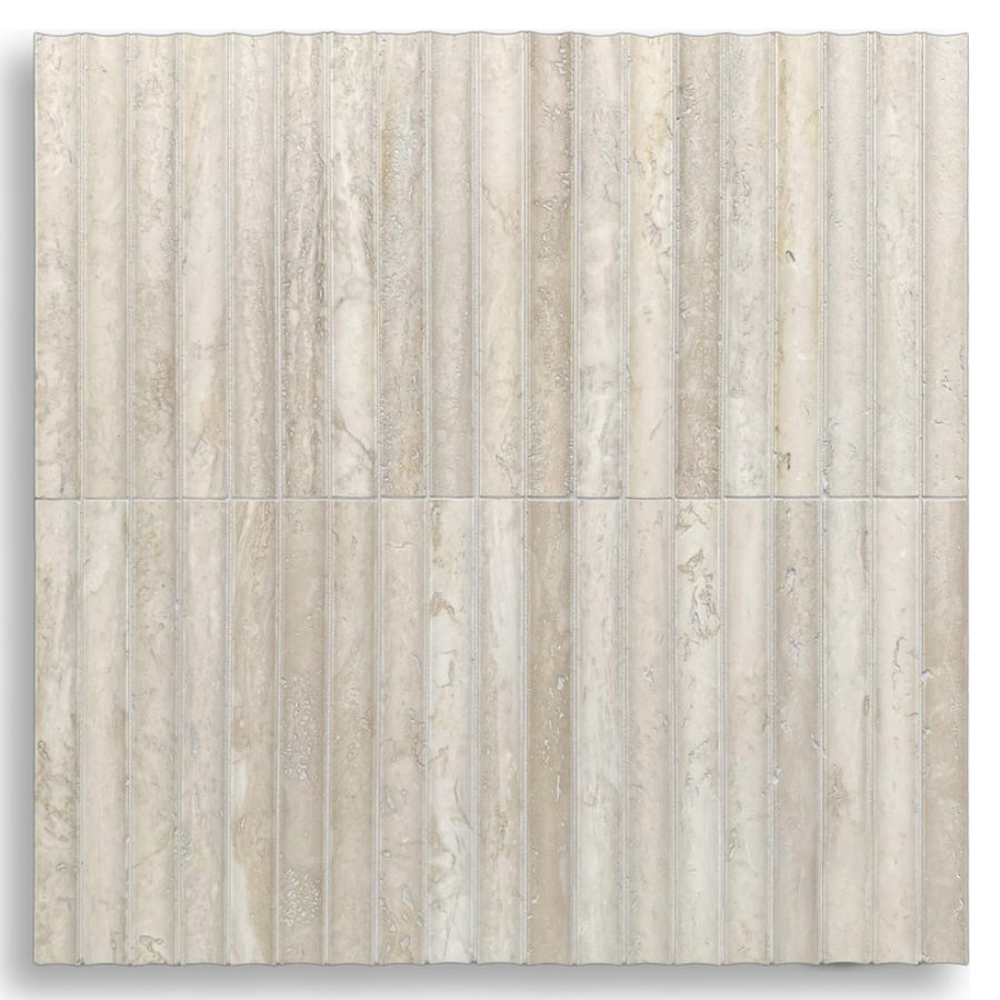 Concave Flute Mosaic Travertine Classico