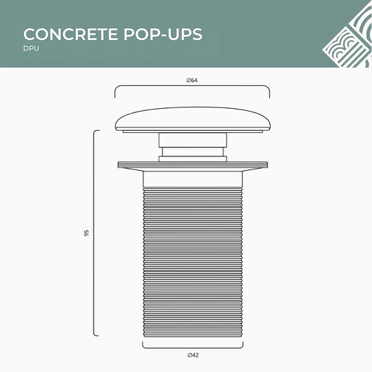32mm Concrete Pop Up Waste No Overflow Terrazzo White