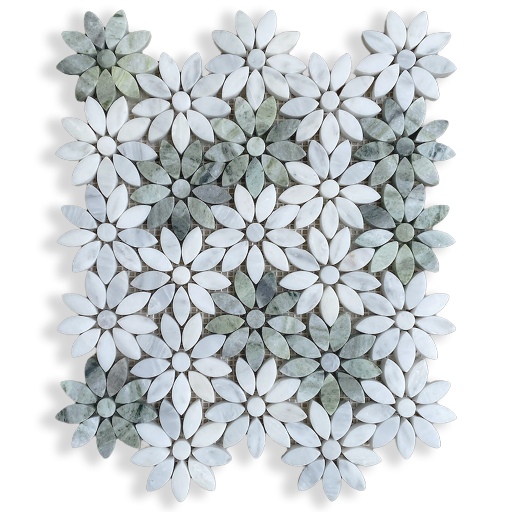 Fiori Di Marmo Amazonia + Oriental White Honed Mosaic