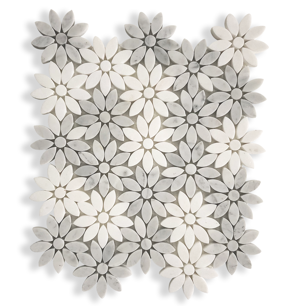 Fiori Di Marmo Carrara D + Thassos Honed Mosaic