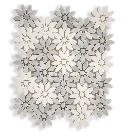 Fiori Di Marmo Carrara D + Thassos Honed Mosaic