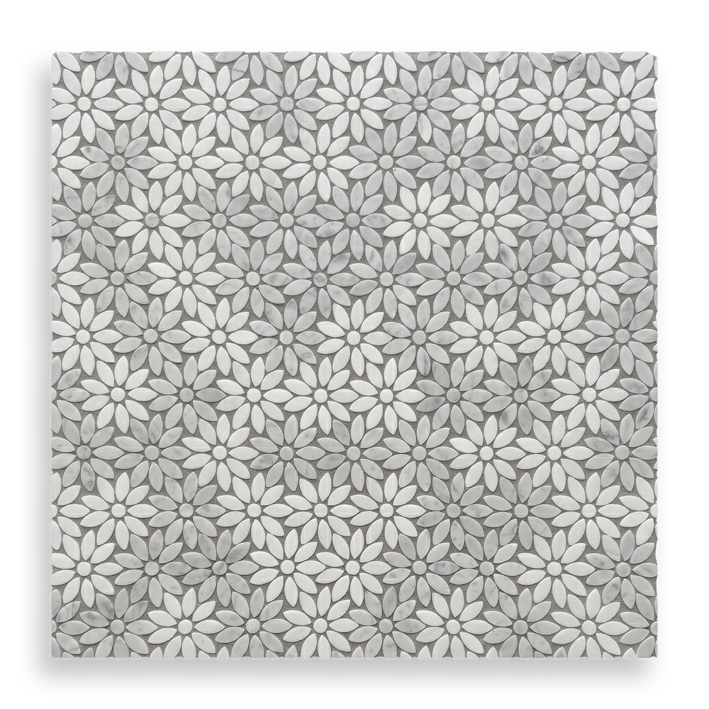 Fiori Di Marmo Carrara D + Thassos Honed Mosaic