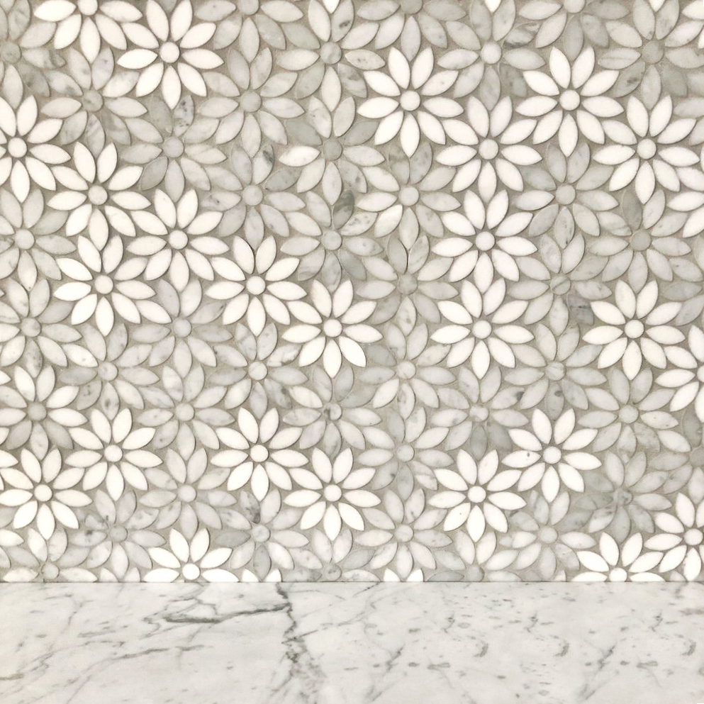 Fiori Di Marmo Carrara D + Thassos Honed Mosaic
