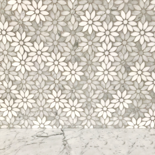 Fiori Di Marmo Carrara D + Thassos Honed Mosaic