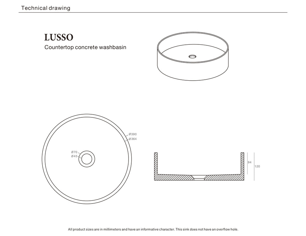 Lusso Concrete Basin Mottled Grey