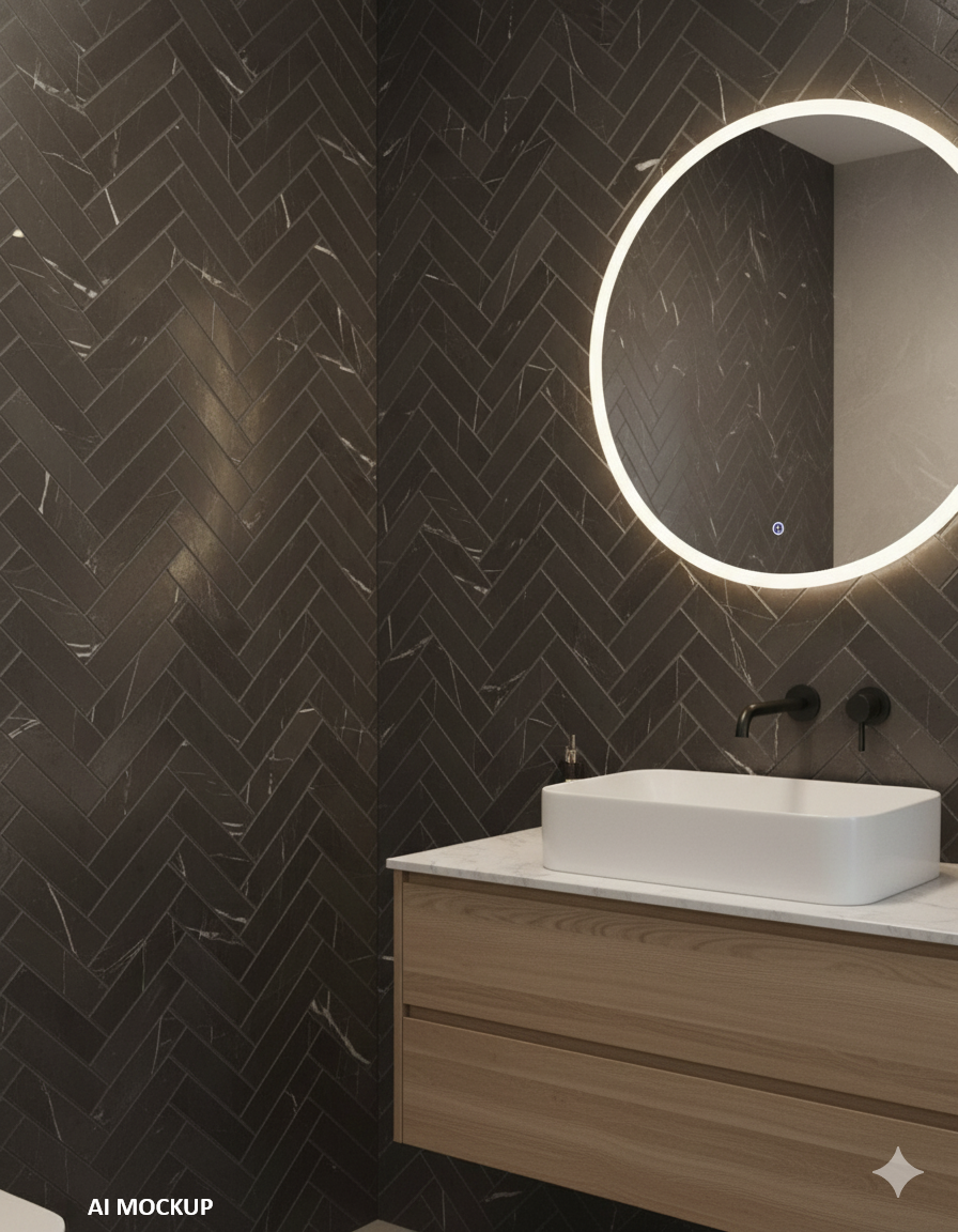 Marble Express Herringbone Pietra Grey