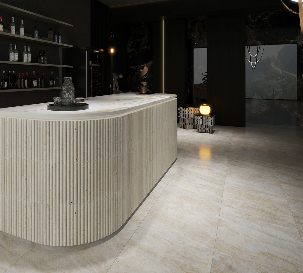 3D Flute Marble Mosaic Travertine