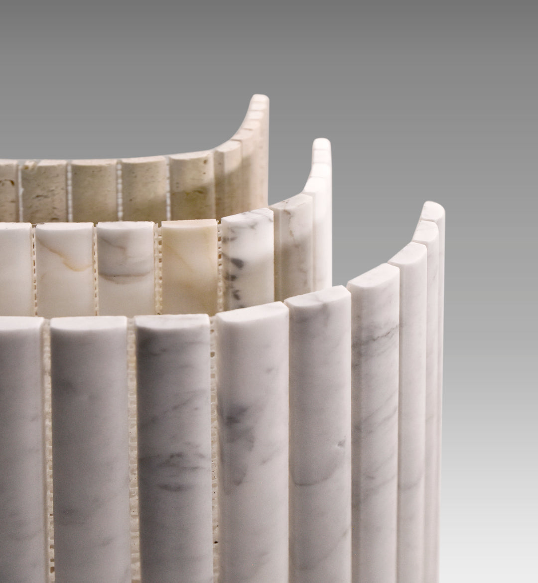 3D Flute Marble Mosaic Carrara