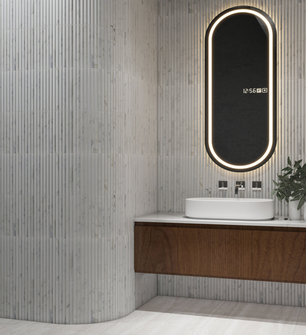 3D Flute Marble Mosaic Calacatta