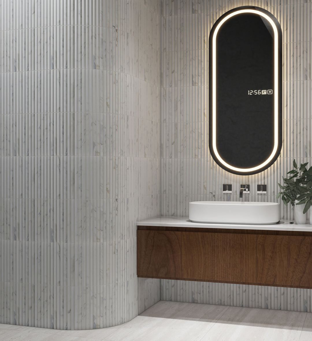 3D Flute Marble Mosaic Calacatta