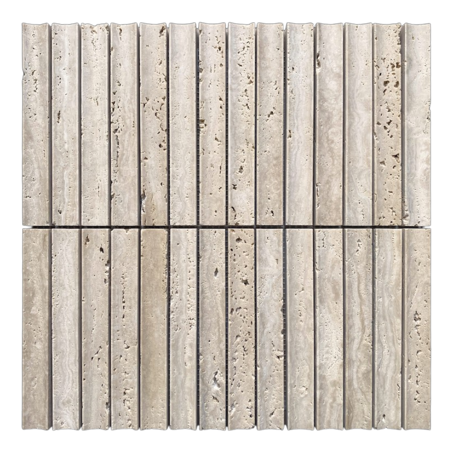 Mini Concave Flute Mosaic Travertine Classico