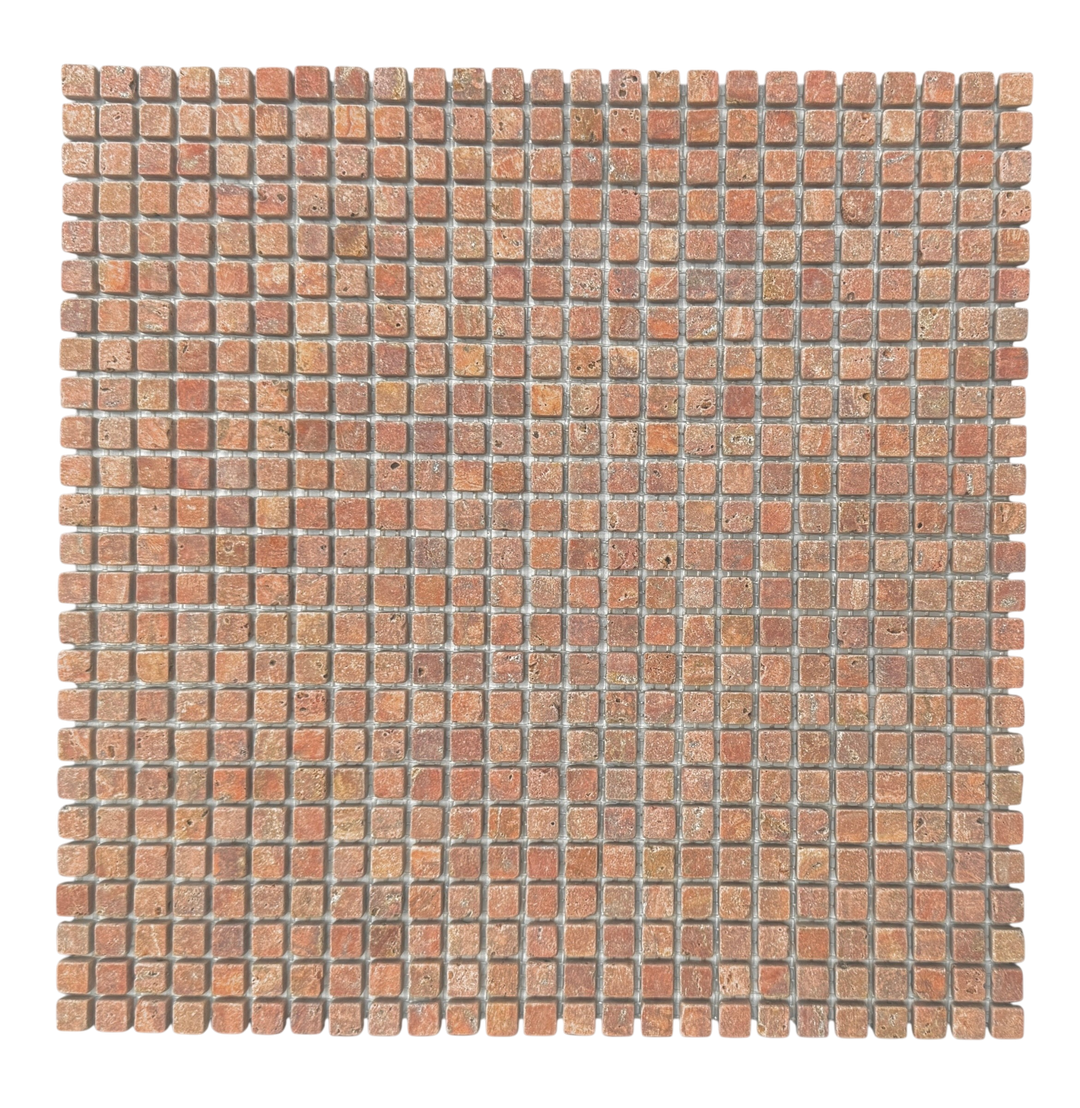 Mini Square Red Travertine Tumbled