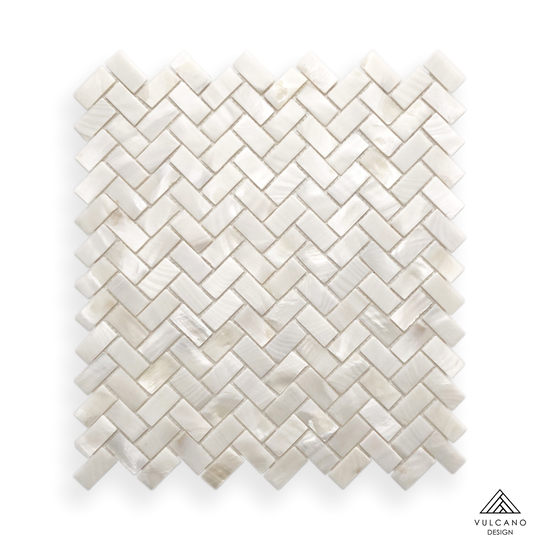 Mother of Pearl Angel White Herringbone Mosaic