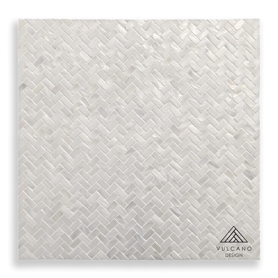 Mother of Pearl Angel White Herringbone Mosaic