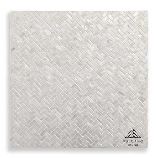 Mother of Pearl Angel White Herringbone Mosaic