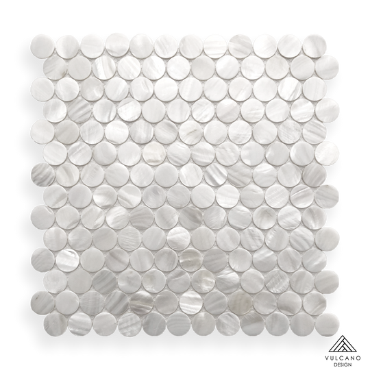 Mother of Pearl Angel White Penny Round Mosaic