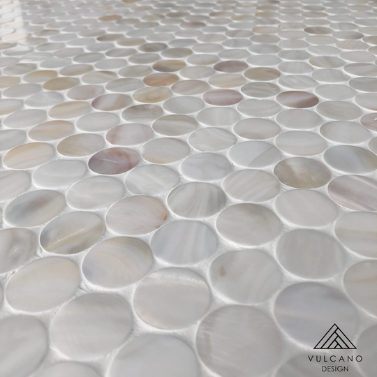 Mother of Pearl Angel White Penny Round Mosaic