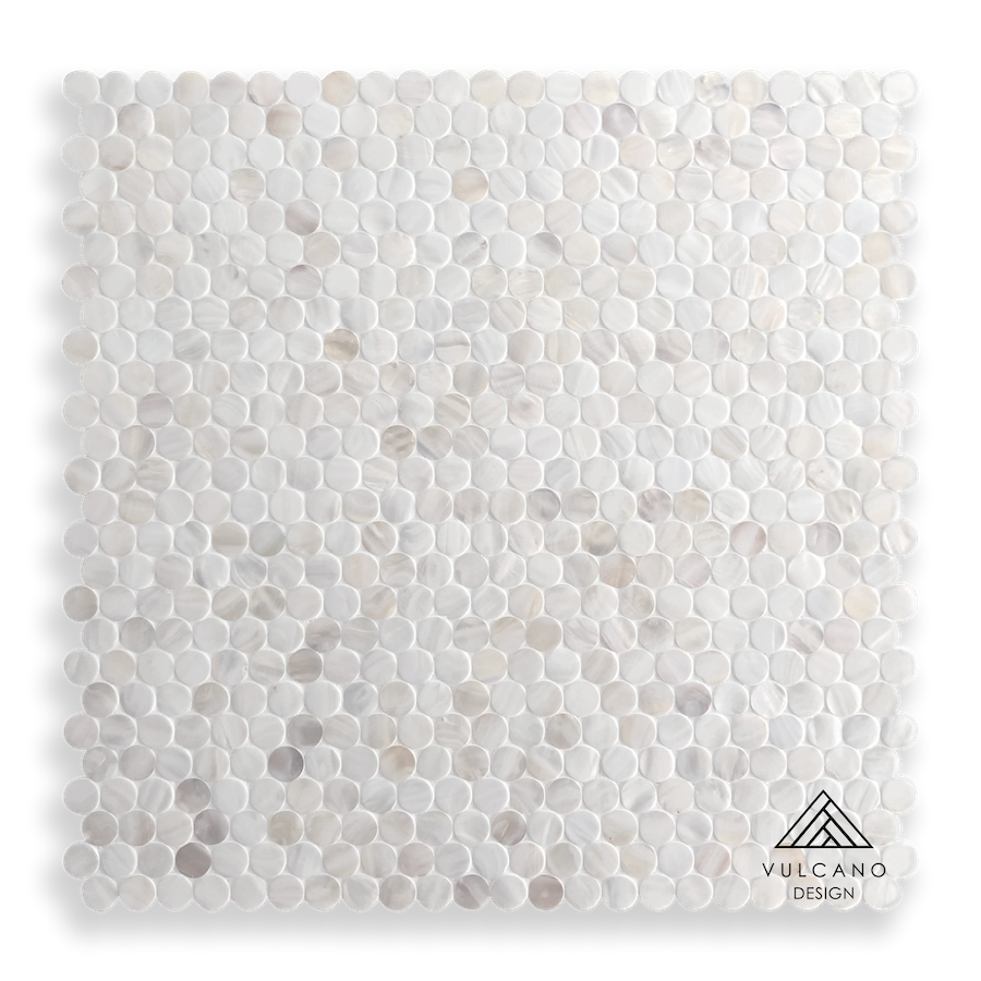 Mother of Pearl Angel White Penny Round Mosaic