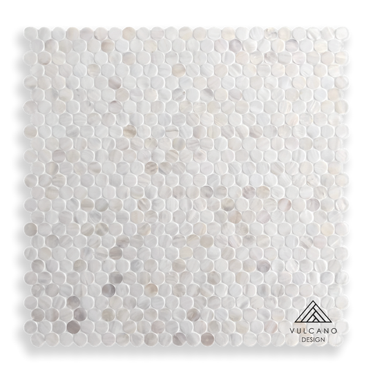 Mother of Pearl Angel White Penny Round Mosaic