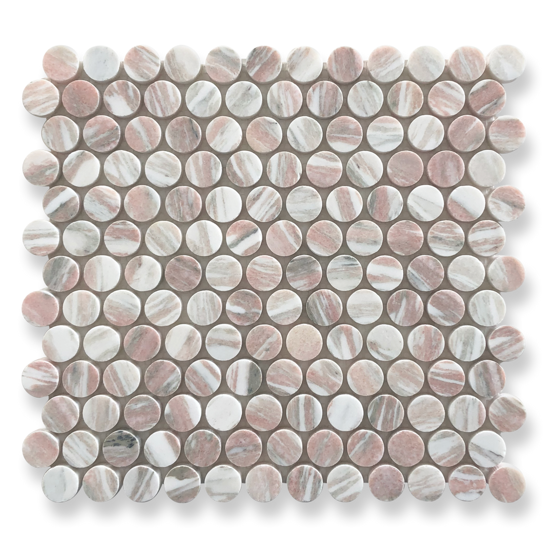 Penny Round Fiori Rosa Honed
