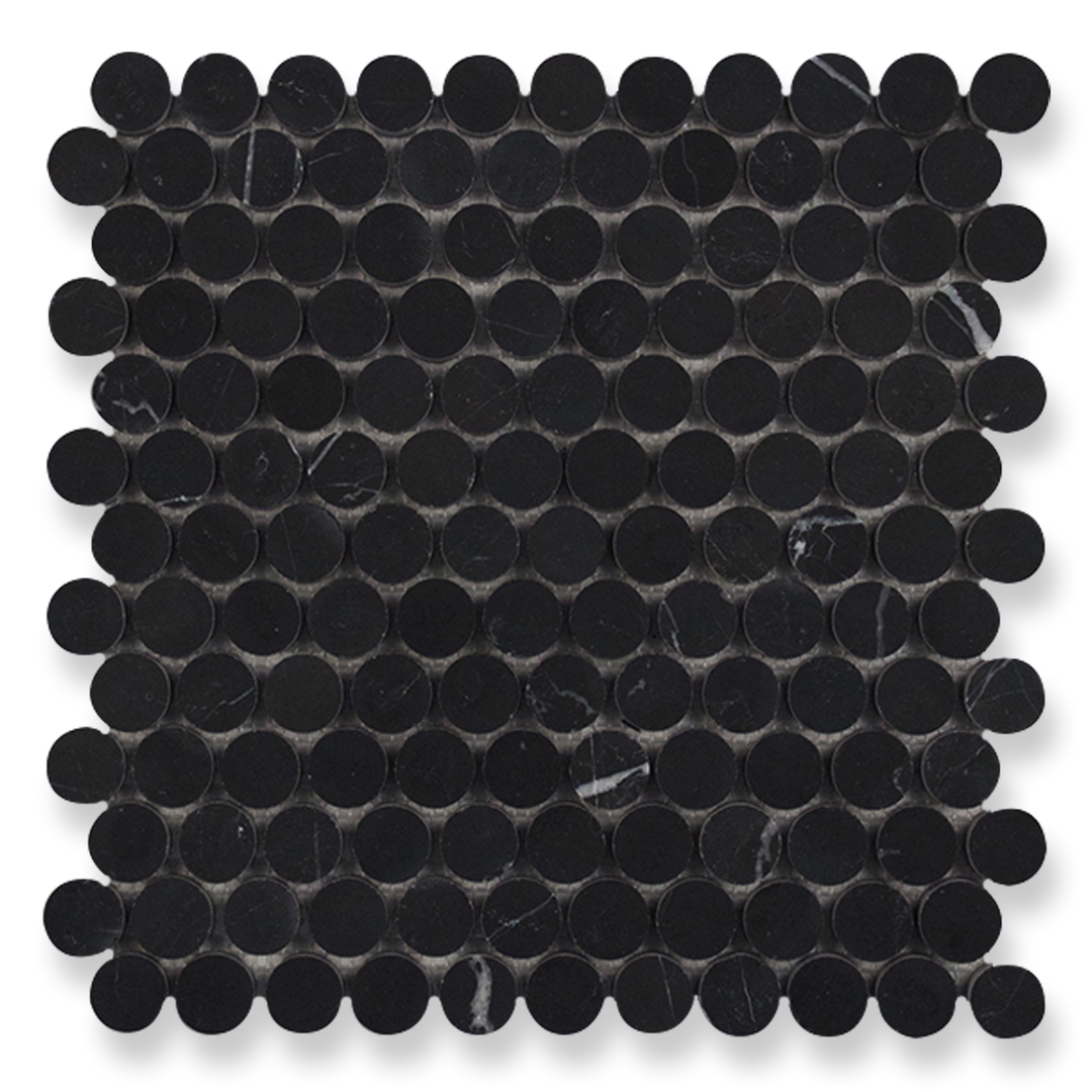 Penny Round Nero Marquina Honed