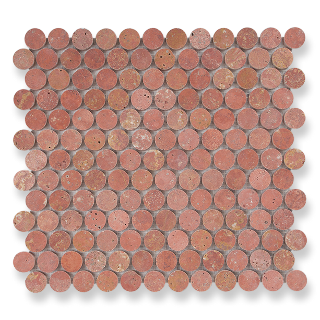 Penny Round Rosa Travertine Honed