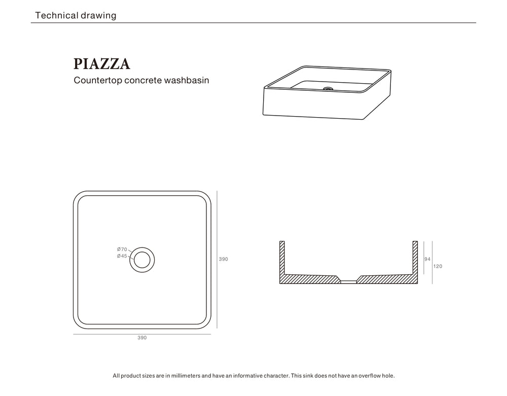 Piazza Concrete Basin Blush Pink