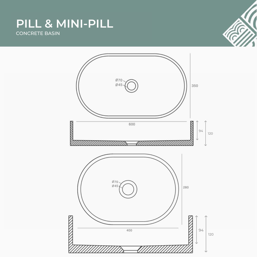 Pill Mini Concrete Basin Matte White