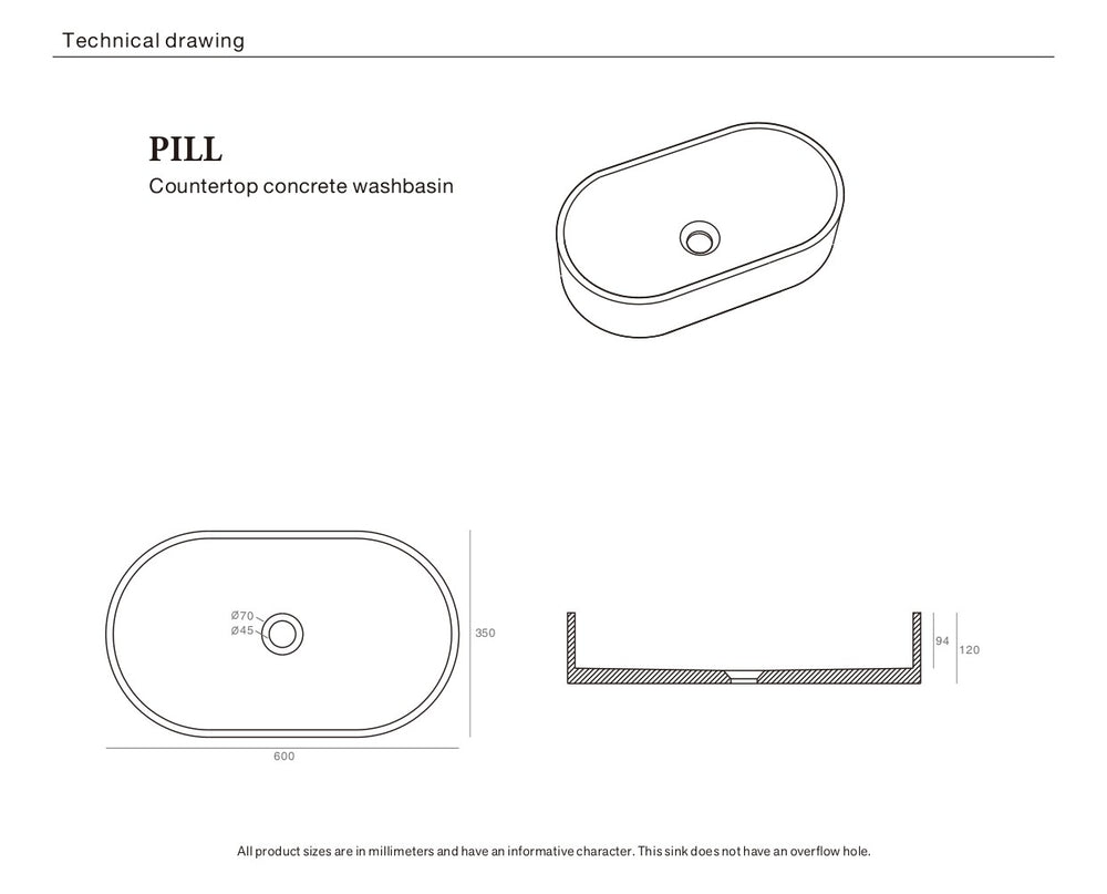 Pill Concrete Basin Ash White