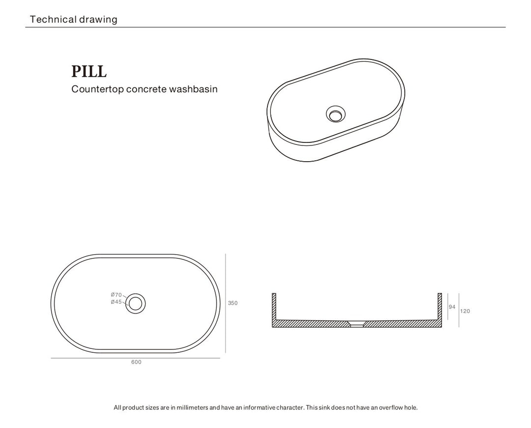 Pill Concrete Basin Ash White