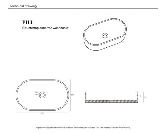 Pill Concrete Basin Ash White