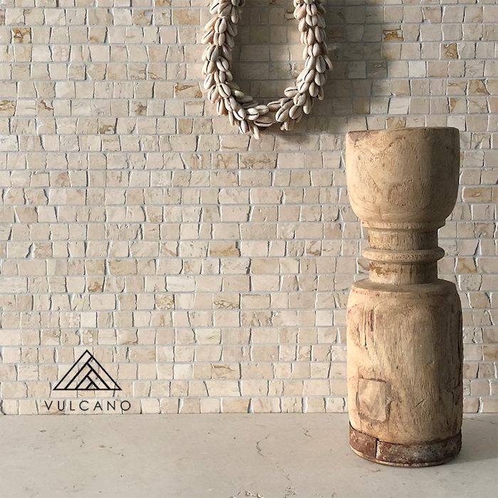 Pompeii Interlocking Antique Cut Mosaic Travertine Classico