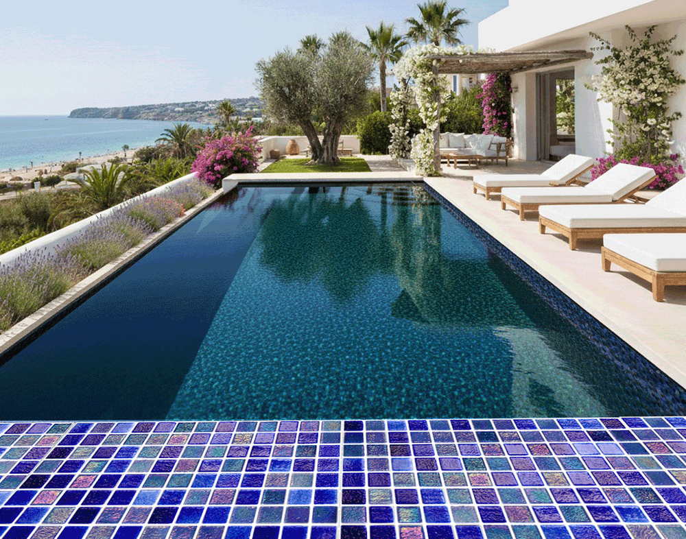 Shimmer Glass Pool Mosaic Ocean