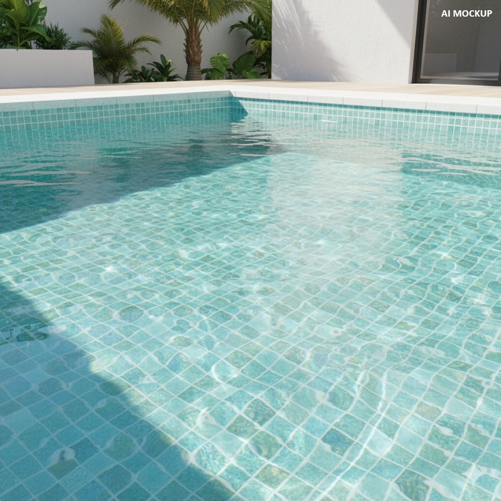 Stellar Pool Glass Mosaic Aqua Green
