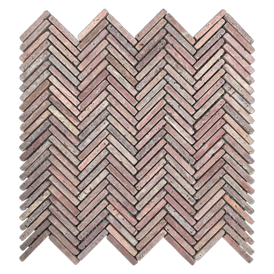 Tweed Rosa Travertine Herringbone Mosaic