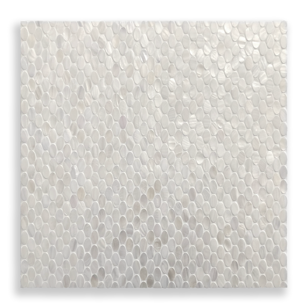Mother of Pearl Angel White Oval Mosaic