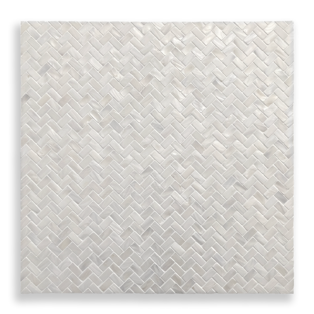 Mother of Pearl Angel White Herringbone Mosaic