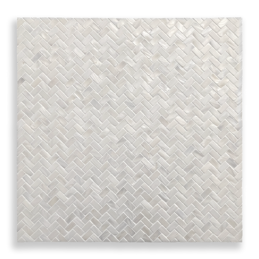 Mother of Pearl Angel White Herringbone Mosaic