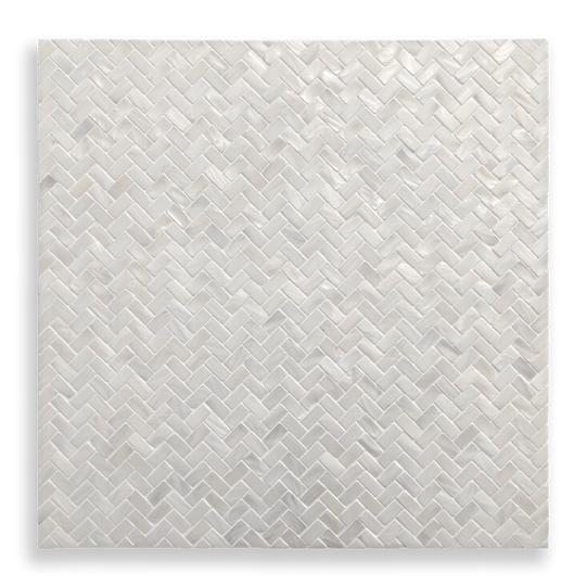 Mother of Pearl Angel White Herringbone Mosaic