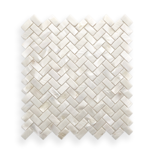 Mother of Pearl Angel White Herringbone Mosaic