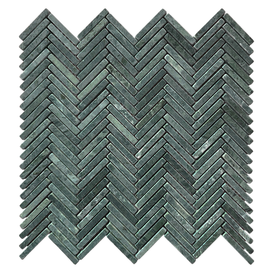 Tweed Taj Green Herringbone Mosaic