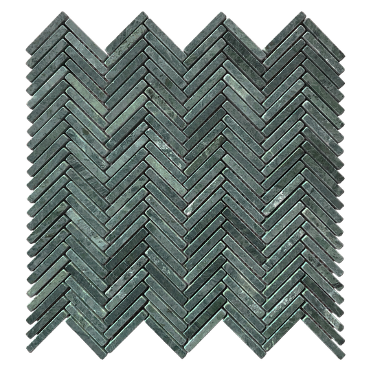 Tweed Taj Green Herringbone Mosaic