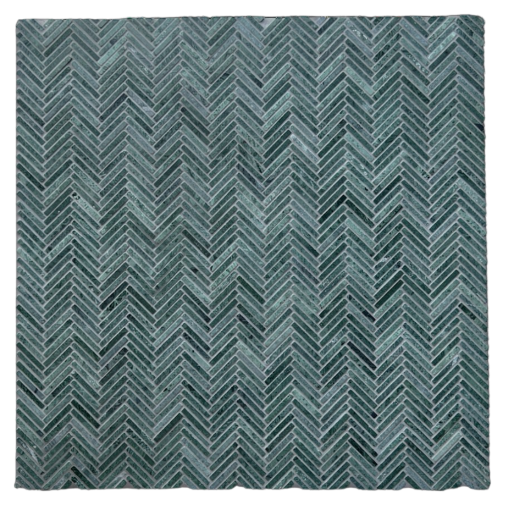 Tweed Taj Green Herringbone Mosaic
