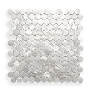 Mother of Pearl Angel White Penny Round Mosaic