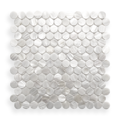 Mother of Pearl Angel White Penny Round Mosaic